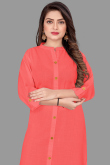 Plain Embroidered Cotton Salmon Orange Kurti