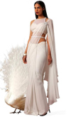Plain Georgette Fancy White Saree
