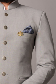 Plain Grey Terry Rayon Jodhpuri Style Men's Coat Pant