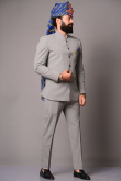 Plain Grey Terry Rayon Jodhpuri Style Men's Coat Pant