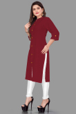 Plain Maroon Cotton Straight Cut Kurti