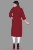 Plain Maroon Cotton Straight Cut Kurti
