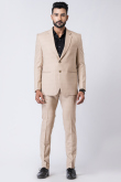 Plain Men's Poly Cotton Cream Beige Tuxedo Suit