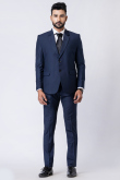 Plain Men's Poly Cotton Prussian Blue Tuxedo Set