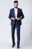 Plain Men's Poly Cotton Prussian Blue Tuxedo Set