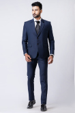 Plain Men's Poly Cotton Prussian Blue Tuxedo Set