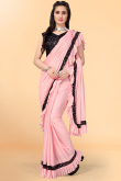 Plain Party Wear Lycra Light Pink Saree