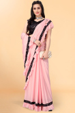 Plain Party Wear Lycra Light Pink Saree
