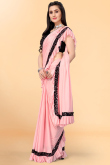 Plain Party Wear Lycra Light Pink Saree