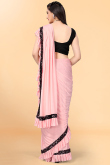 Plain Party Wear Lycra Light Pink Saree