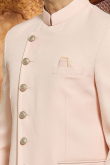 Plain Poly Silk Light Peach Jodhpuri Style Men's Coat Pant