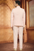 Plain Poly Silk Light Peach Jodhpuri Style Men's Coat Pant