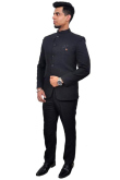 Plain Polyester Charcoal Grey Jodhpuri Style Men's Coat Pant