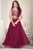 Plain Ruby Pink Georgette Flared Style Lehenga 