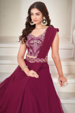 Plain Ruby Pink Georgette Flared Style Lehenga 