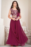Plain Ruby Pink Georgette Flared Style Lehenga 