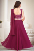 Plain Ruby Pink Georgette Flared Style Lehenga 
