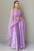 Satin Lavender Purple Party Wear Lehenga