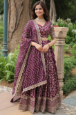 Plum Purple A Line Silk Lehenga for Wedding 