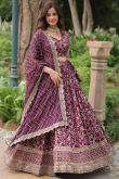 Plum Purple A Line Silk Lehenga for Wedding 