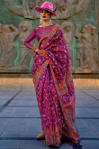Plum Purple Chanderi Silk Thread Weaved Broad Border Saree 