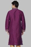 Plum Purple Dupion Silk Dori Embroidered Straight Cut Kurta