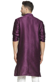 Plum Purple Dupion Silk Embroidered Men's Kurta

