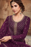 Plum Purple Georgette Embroidered Sharara Suit