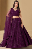 Plum Purple Georgette Panelled Style Lehenga with Sequins Work