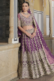 Plum Purple Net Embroidered A Line Lehenga 