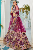 Plum Purple Net Embroidered Panelled style Lehenga 
