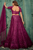 Plum Purple Net Lehenga With Sequins Work For Weddings