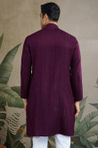 Plum Purple Rayon Embroidered Men's Kurta With Printed Dupatta