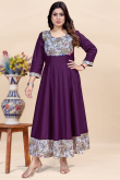 Plum Purple Rayon Printed Casual Wear Ready Made Kurti
