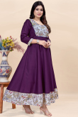 Plum Purple Rayon Printed Casual Wear Ready Made Kurti