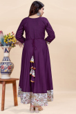 Plum Purple Rayon Printed Casual Wear Ready Made Kurti
