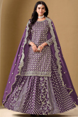Plum Purple Silk Blend Lehenga with Woven Zari Work for Wedding Wear