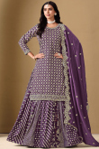 Plum Purple Silk Blend Lehenga with Woven Zari Work for Wedding Wear