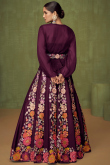 Plum Purple Georgette Panelled Embroidered Lehenga