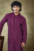 Plum Purple Viscose Embroidered Straight Cut Kurta Pajama