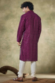 Plum Purple Viscose Embroidered Straight Cut Kurta Pajama