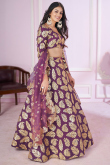 Plum Purple Zari Embroidered Georgette A Line Lehenga