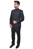 Polyester Dark Grey Plain Jodhpuri Style Men's Coat Pant