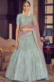 Powder Blue Crepe Embroidered Lehenga