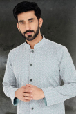 Powder Blue Georgette Resham Thread Embroidered Men's Sherwani