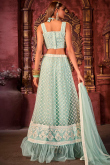 Powder Blue Net A Line Embroidered Lehenga