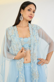 Powder Blue Organza Lehenga with Zari Work for Weddings