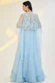 Powder Blue Organza Lehenga with Zari Work for Weddings