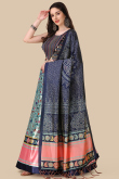 Powder Blue Printed A Line Silk Lehenga 