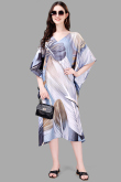 Powder Blue Printed Rayon Indo Western Kaftan